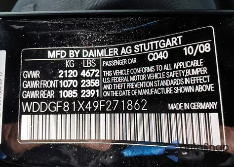 2009 Mercedes-Benz C 300 Luxury 4Matic/Sport 4Matic из США, поврежденный, VIN WDDGF81X49F271862